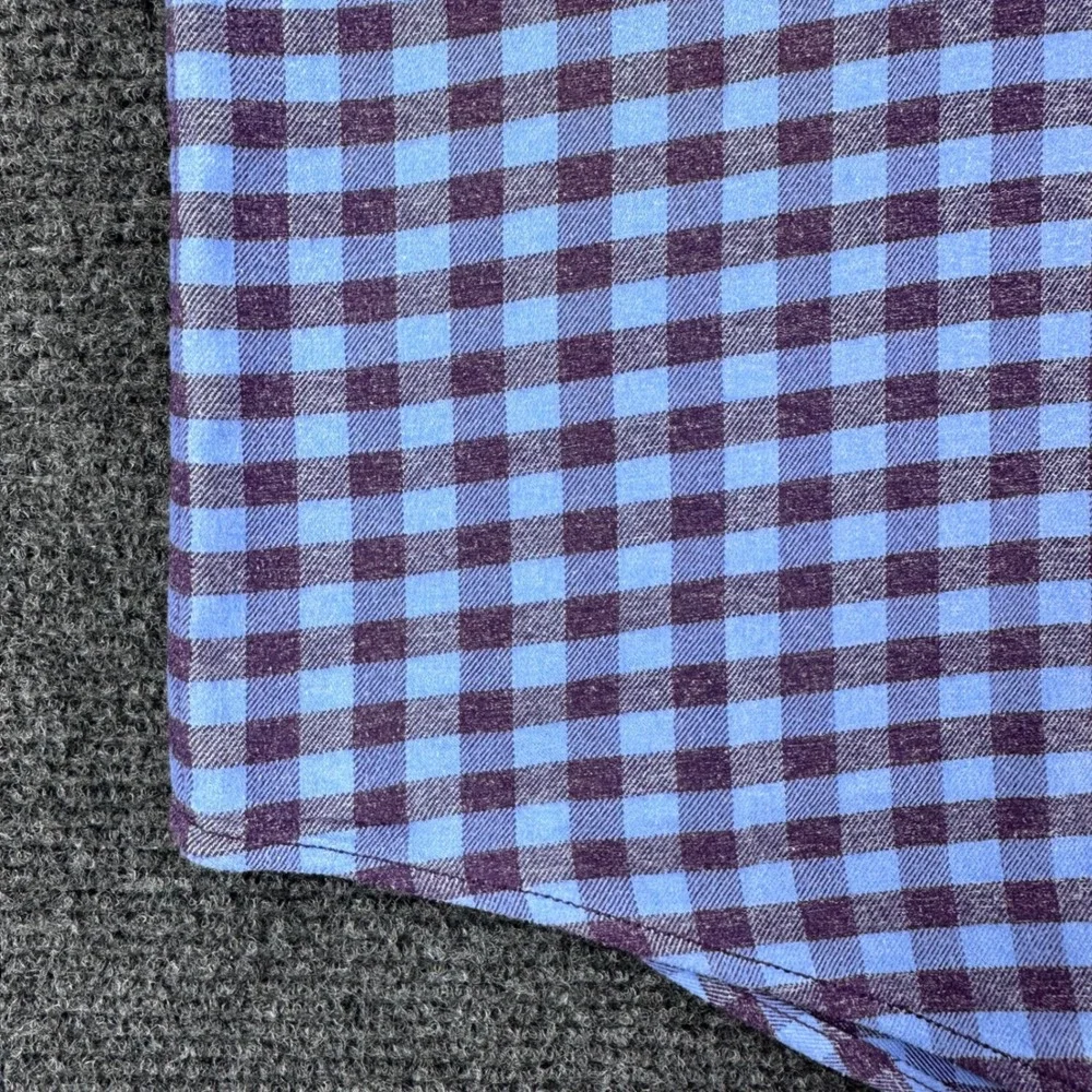 Peter Millar Button Down Mens L Large Blue Purple Gingham Crown Long Sleeve